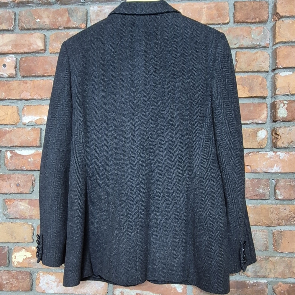 Lauren Ralph Lauren Wool Cashmere Herringbone Blazer Size 8 Longline Tailored - Picture 10 of 13
